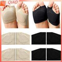 QIAO 1pair สีดำธรรมชาติ ตัวแก้ไขตาปลา บรรเทาอาการปวด ถุงเท้าครึ่งข้าง แผ่นรองนิ้วเท้า ใช้งานได้จริง เบาะรองเท้า ผู้หญิงผู้ชาย