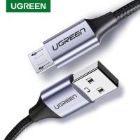 AAAUGREEN สายไมโคร USB ไนลอนสายสำหรับข้อมูลชาร์จ USB เร็ว3A แท็บเล็ต Samsung Xiaomi LG แอนดรอยด์โทรศัพท์มือถือ USB สายชาร์จ