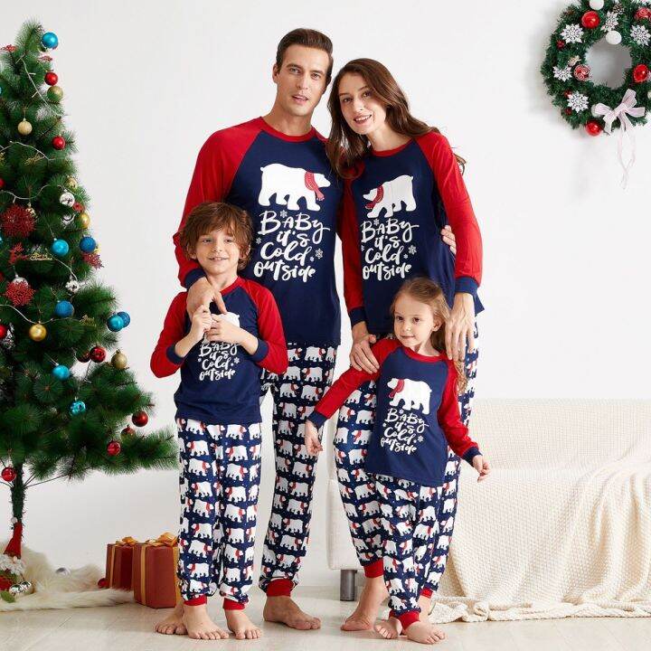 family-matching-costumes-christmas-pajamas-set-homewear-couple-girl-xmas-outfit-dad-mom-daughter-sleepwear-full-sleeve-bear