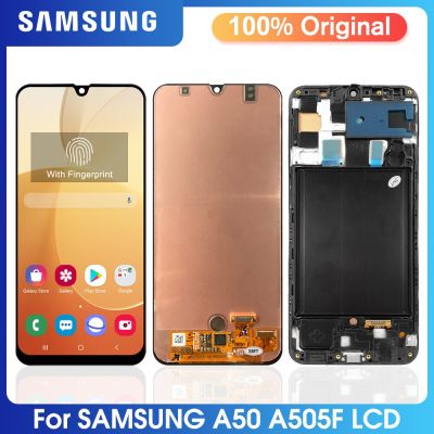 6.4นิ้ว Super AMOLED เหมาะสำหรับ Samsung Galaxy A50สัมผัสหน้าจอ LCD หน้าจอดิจิตอลหน้าจอมือถือ SM-A505F A505FN A505GN A505G A505FM A