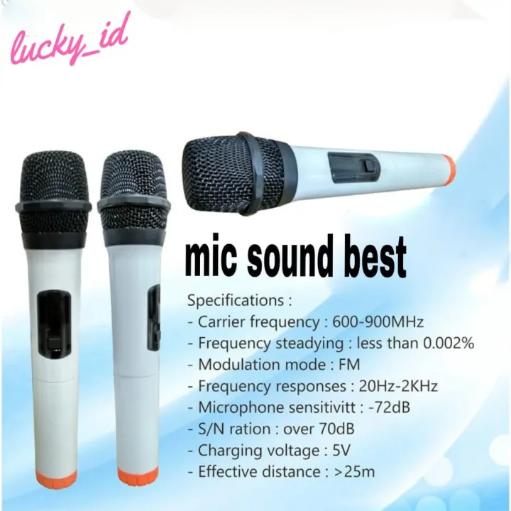 Mic Wireless Single Microphone Karaoke Putih Microphone Bluetooth
