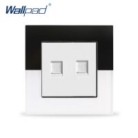 Rj45เบ้าติดผนังหน้าจอโทรศัพท์ Wallpad ข้อมูลคู่พอร์ตอินเทอร์เน็ต Cat5ตัวเชื่อมต่อคอมพิวเตอร์86Mm * 86Mm