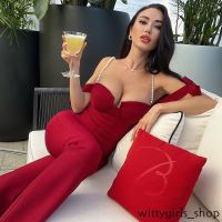 Wittygirls_shop ชุดจั๊มสูท สายไข่มุก สไตล์เซ็กซี่ สีพื้น หรูหรา แฟชั่นฤดูใบไม้ผลิ และฤดูร้อน สําหรับผู้หญิง