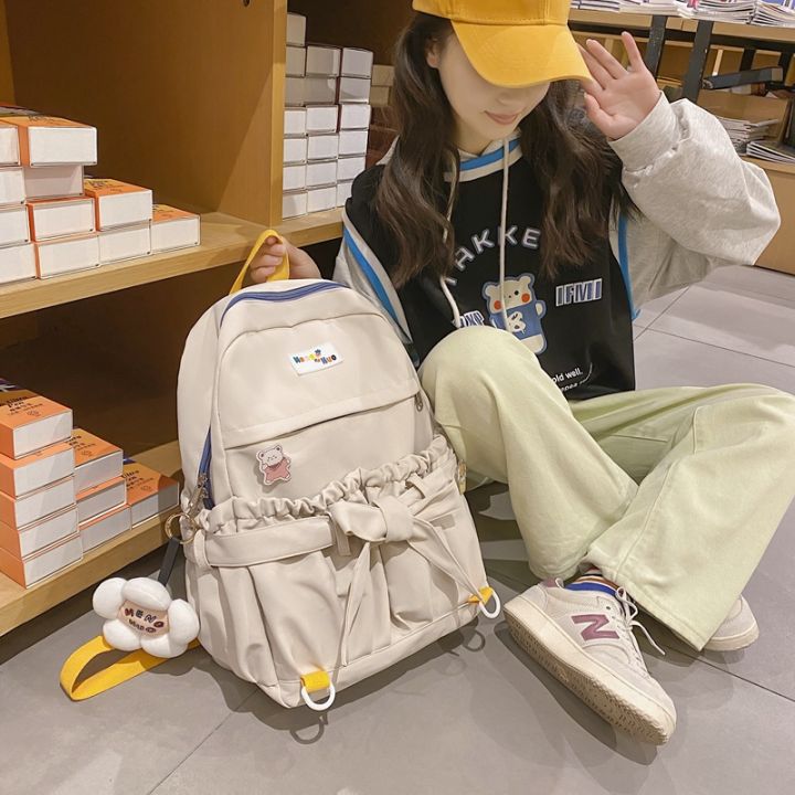 korean-style-women-sweet-backpack-large-capacity-open-pockets-kawaii-female-bow-school-bags-for-teenager-girls-travel-backpacks