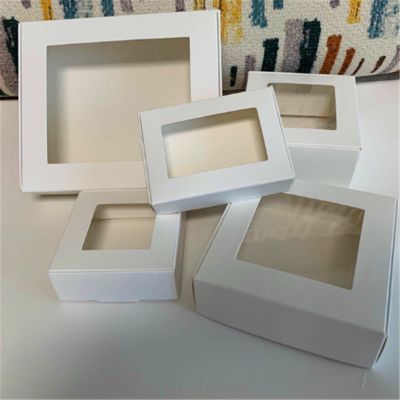 20pcs/lot Big And Small Kraft cardboard packing gift box Paper Box Gift For Christmas gift Candy Boxes With PVC Windows