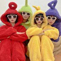 【Love as before】สี่สี Teletubbies เครื่องแต่งกายคอสเพลย์สำหรับผู้ใหญ่ชุดนอนผ้าสักหลาดน่ารักของยิปซี Winky Laa-Laa Tinky Po Jumpsuit