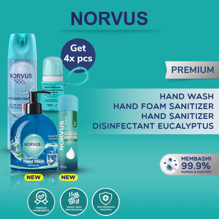 Hand Wash + Hand Foam + Sanitizer & Disinfectant Eucalyptus NORVUS