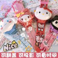 โปรเจ็คเตอร์การ์ตูนนาฬิกาสำหรับเด็ก Kado Ulang Tahun ดิจิทัลเมโลดี้ Sanrio Hello Kitty นาฬิกาของเล่นเด็ก24รูป