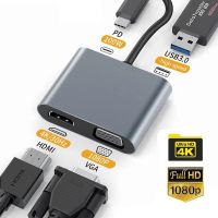 4K ประเภท C กับ HDMI-เข้ากันได้ VGA USB C PD อะแดปเตอร์ Dock Hub USB 3.0ที่ชาร์จอะแดปเตอร์สำหรับ Macbook Pro อุปกรณ์แล็ปท็อป