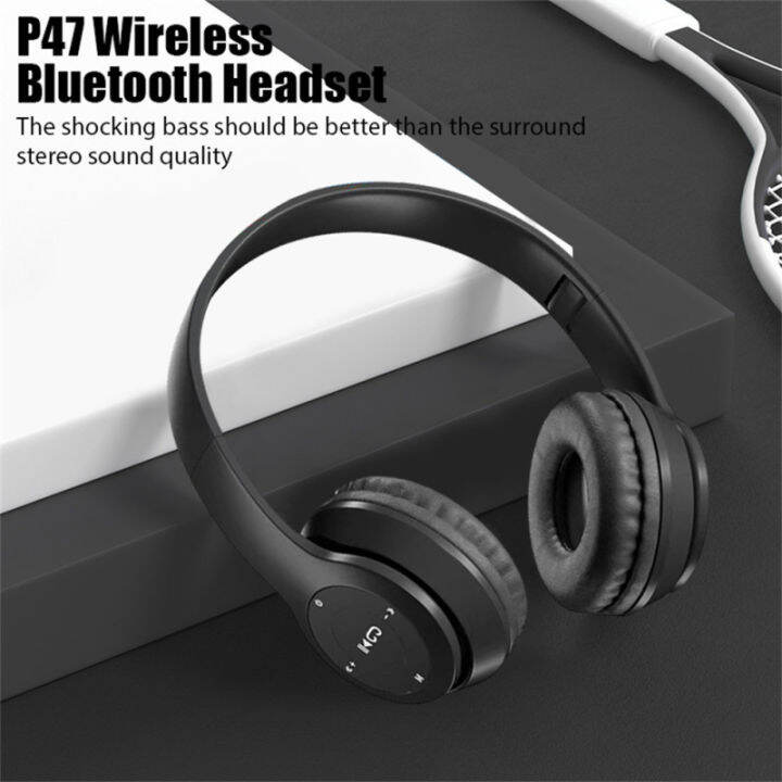 p47หูฟังไร้สาย-on-ear-หูฟังสเตอริโอเวลาเล่นอีกต่อไป-usb-ชาร์จสำหรับสมาร์ทโฟนแล็ปท็อปคอมพิวเตอร์