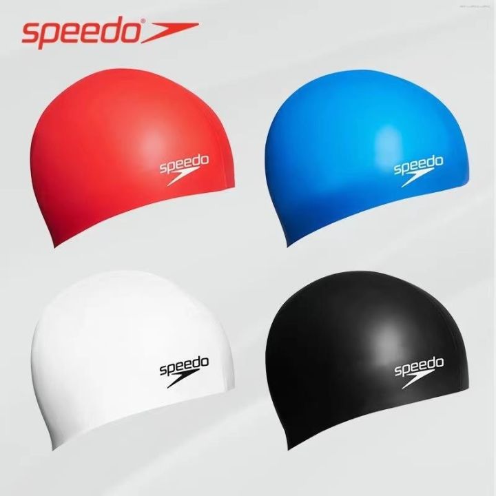 speedo-หมวกว่ายน้ำซิลิโคนแฟชั่นของผู้ชายกันน้ำได้-ไร้ที่ศีรษะสำหรับผู้หญิงหมวกว่ายน้ำสำหรับผู้ใหญ่