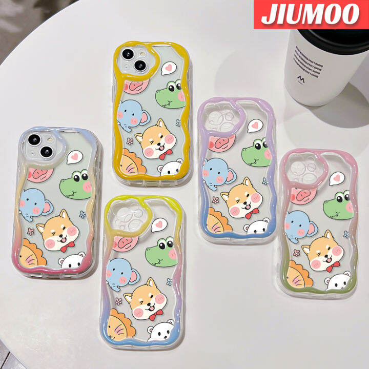 jiumoo-เคสปลอกสำหรับ-samsung-กาแลคซี่-a13-a13-5g-เคส-a14-a04s-ลายการ์ตูนน่ารักรูปช้างลูกสุนัขลายคลื่นเคสใสเนื้อครีมกันกระแทกป้องกันเลนส์กล้องโทรศัพท์กรอบซิลิโคนอ่อนนุ่ม