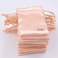 Silk Gift Bags Satin Drawstring Pouch High-quality Champagne Packaging Jewelry Necklace Bead Hair Cosmetic Storage Sachet W Logo