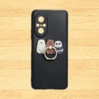 For Huawei Nova 9 SE 5T 8 8I 10 Y61 Y70 Y90 P20 P30 Pro P40 P50 Mate 40 RS 50 3D Cute Bear Panda Finger Ring Stand Holder Soft TPU Phone Skin Case Cover