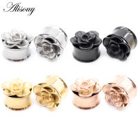 Alisouy 2Pcs 6-25มม. สแตนเลสดอกไม้สกรู Flared หูอุโมงค์ปลั๊กเนื้อ Expander Stretcher Gauges Body Piercing เครื่องประดับ