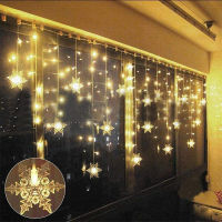 4m LED Snowflake Icicle Lamp Curtain String Lights Christmas Window Decor New Year Garland Lighting Waterproof Fairy Lamp