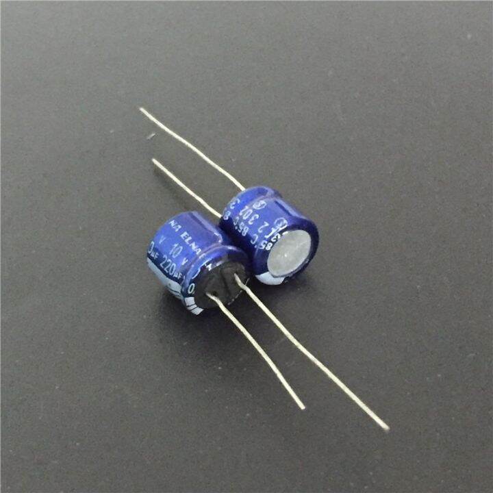 10pcs-220uf-10v-elna-blue-8x7mm-10v220uf-low-profile-audio-capacitor