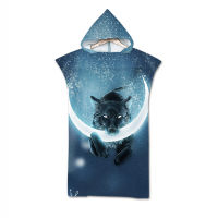 New Microfiber Fabric Adult Cartoon Animal Wolf Hooded Bath Towels Beach Towel Changing Bathrobe Cloaks Hooded Swimming Pool Gym