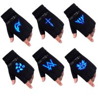 ZHONGMEET Elastic Cosplay Accessories Cosplay Props Cartoon Plus Cashmere Naruto Gloves Anime Naruto Half Finger Black Gloves Luminous Gloves