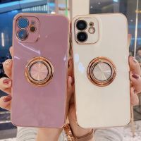 [Disen electronic] นุ่มชุบผู้ถือแหวนกรณีโทรศัพท์สำหรับ iPhone 12 11 13 14 Pro Max XS Max XR X 7 8บวก SE 2 13Pro 11 14กันกระแทกยืนปก