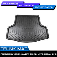 พรมปูพื้นรถยนต์พรมสำหรับ Nissan Versa Almera Sunny Latio Sedan 2012-2018ด้านหลัง Trunk Anti-Mud Cover