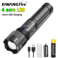 4 Core Led Flashlight Aluminum Alloy XHP70.2 XHP50.2 Tactical Hunting Torch Usb Rechargeable Zoomable Lantern 18650 AAA Battery