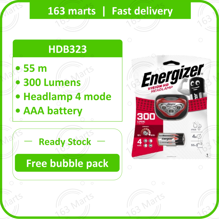 ENERGIZER Torch light Headlight Headlamp Vision HD HDB323 300 Lumens