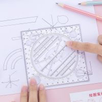 Rotatable Multi-Function Drawing Ruler Mathematical Geometry Ruler Oval Template Ruler Measurement Hand Account Design Protractor 【APR】