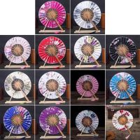 【CW】 New Japanese Sakura Flower Pocket Folding Hand Round Fan Circle Party Decor Gift Windmill Bamboo Folding Fan 19.5cm