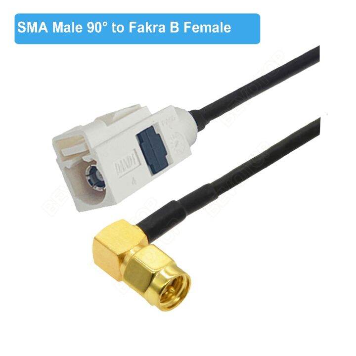 elbow-right-angle-sma-male-to-fakra-b-male-female-white-ral-9001-connector-rg174-cable-radio-antenna-extension-cord-rf-pigtail