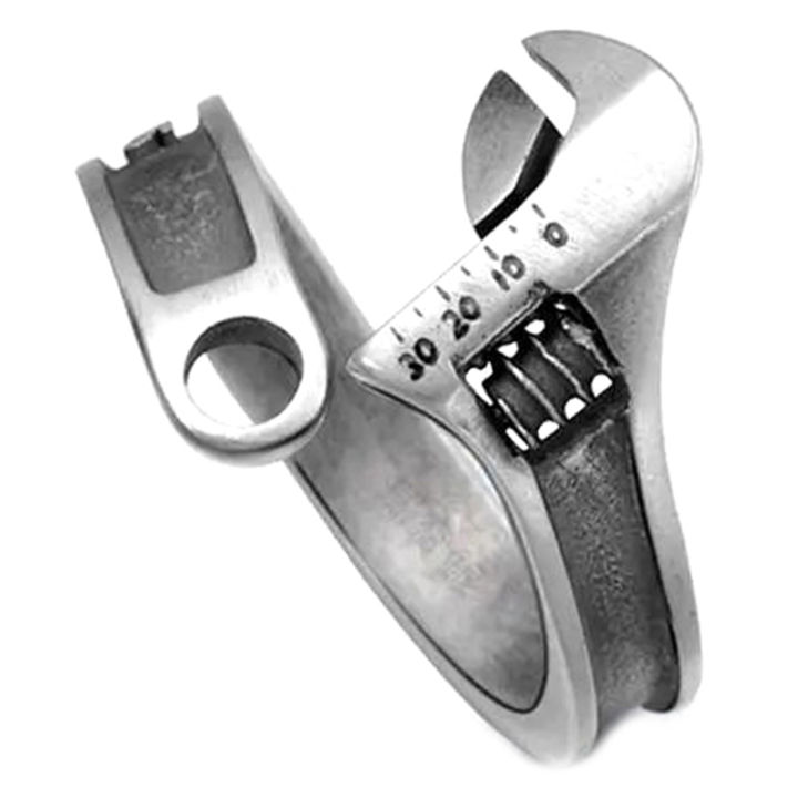 แหวนโลหะย้อนยุคแนวแฟชั่นประแจปากตายปรับขนาดได้-ของขวัญสำหรับปาร์ตี้ร็อคฮิปฮอปสำหรับผู้ชาย