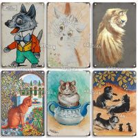 Louis Wain โปสเตอร์โลหะสำหรับคนรักแมว-ช่างตลกแผ่นดีบุก-ป้ายตกแต่งสำหรับตกแต่งผนังในโรงรถ,บาร์,ผับ,คลับ,โรงแรม,คาเฟ่,ห้องครัว,บ้าน-ไอเดียของขวัญที่สมบูรณ์แบบ