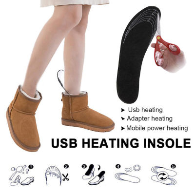 1คู่ USB Insoles อุ่นเท้าร้อน Pad ฟุตอุ่นถุงเท้า Pad Mat ไฟฟ้าความร้อน Insoles ล้างทำความสะอาดได้ฤดูหนาว Warm Insoles Unisex