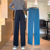 COD SDFERTGRTYTYUYU YOZI S-4XL Ladies Plain Loose Casual Formal Work High Waist Suit Pants Wide Leg Straight Trousers Oversized