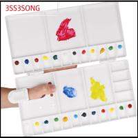 3SS3SONG ใหญ่มากๆ จานสีสีน้ำ สีขาวขาว 10.2x5.1inch กล่องจานสี ของใช้ในครัวเรือน ด้วย thumbhole สำหรับผสม gouache