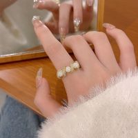 [COD] Korean version design sense pearl zircon ring female ins style light luxury niche open hand