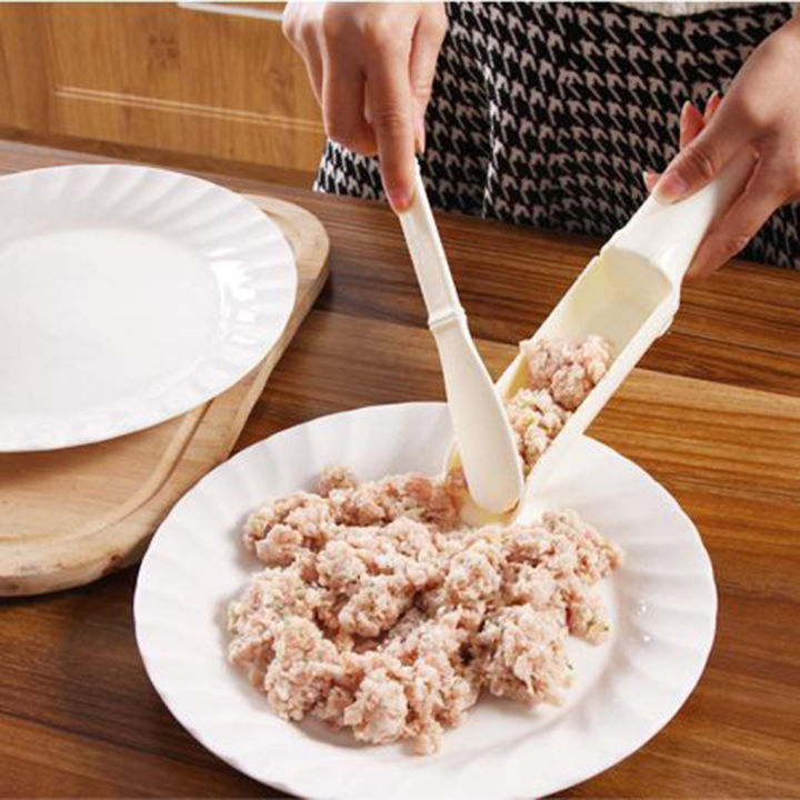 elenxs-อุปกรณ์ทำอาหารในครัวทำลูกบอลยัดไส้เนื้อปลาพลาสติกอุปกรณ์ทำลูกชิ้นที่สะดวกแบบทำมือ2ชิ้น-เซ็ต