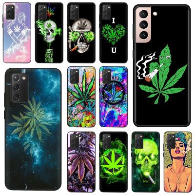 Black Silicone Abstractionism Trippy Weed Leaf Phone Case for Samsung Note 20 Ultra 10 9 8 Galaxy S20 FE S21 S22 S10 Plus Cover Phone Cases