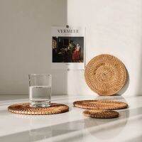 【CC】✻  Rattan Placemat Coaster Woven Cup Drink Insulation Non Pot Bowl Mats Decoration 컵코스터