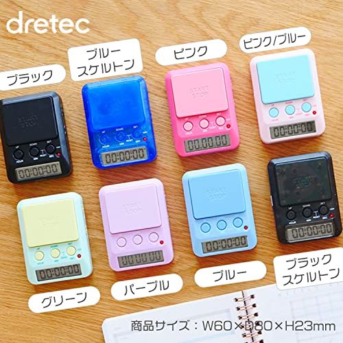 dretec-ตัวจับเวลาการศึกษาเวลาขึ้น2แบบอู้อี้การตรวจสอบเสียงคุณสมบัติการทำอาหารโครงกระดูกสีดำ