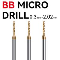 BB 0.3 2.02mm Micro Drill Solid Carbide Bit Mini CNC Hole Making 3D Shank Diameter 4mm D4 Metal Steel Plastic 1PCS