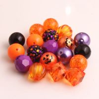 Kwoi vita AM-017 Halloween Black Orange Purple Color Mix Acrylic beads for Kids Chunky beaded Necklace Jewelry 20mm 50pcs A lot