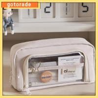 GOTORADE จุได้มาก กระเป๋าใส่ดินสอ โปร่งใสโปร่งใส พร้อมซิปรูด เคสสำหรับโรงเรียน น่ารักน่ารักๆ น้ำหนักเบามาก กล่องใส่ปากกา เครื่องเขียนสเตชันเนอรี