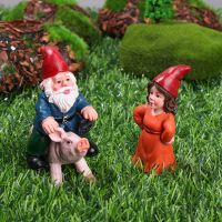 1Pc Fairy Garden Drunk Gnomes Miniature Ornaments Set Mini Dwarf Pig Statues for Planter Flowerpot Decor Accessories