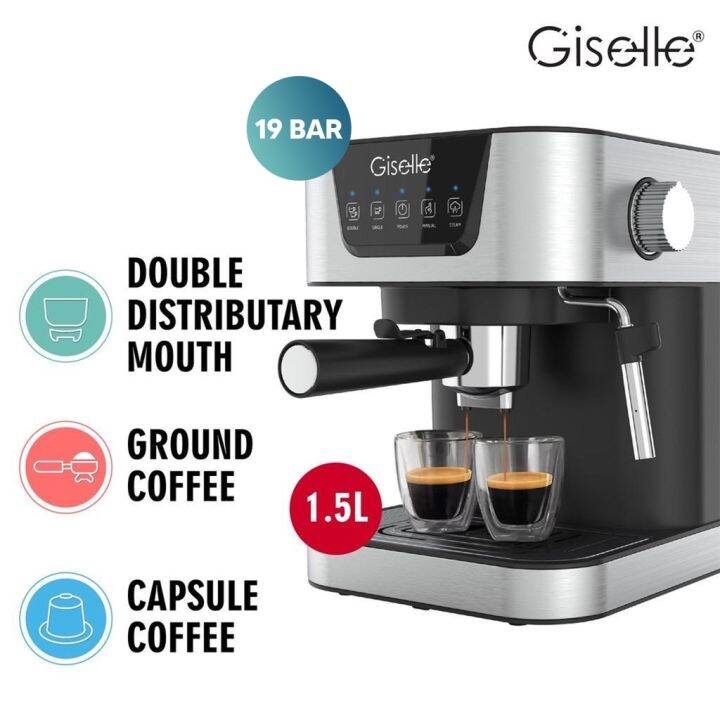 Coffee Machine Giselle Double Cup 19 Bar Espresso Coffee Milk Bubble