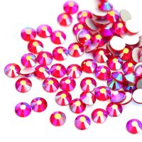 2028 SS3-SS30 Lt.Siam AB Nail Rhinestone Red Glass Crystal Non Hotfix Strass Glitter Rhinestone for Nails Art Decorations H0052