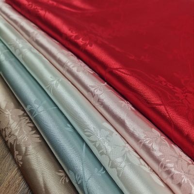 Jacquard Fabric By The Per Meter for Skirt Dress Clothing Pants Cheongsam Diy Sewing Imitation Silk Polyester Cloth White Blue