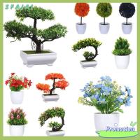 SFAJAI 1 Set สีสัน ต้นสน Topiary ดอกเบญจมาศแฮนด์เมด กระถางจำลอง ของตกแต่งบ้าน พืชเหมือนจริง บอนไซประดิษฐ์