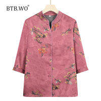 BTB.WO เสื้อแฟชั่นยายฤดูร้อนเสื้อผ้าผู้สูงอายุเสื้อแขน3/4อายุ60-70ปี