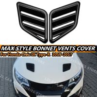 ❣卐๑ 2X Engine Hood Vent For Honda Civic IX SI Type-R 2015-2017 Louvers Air Scoop Bonnet Vent Cover Air Intake Cover Glossy Black